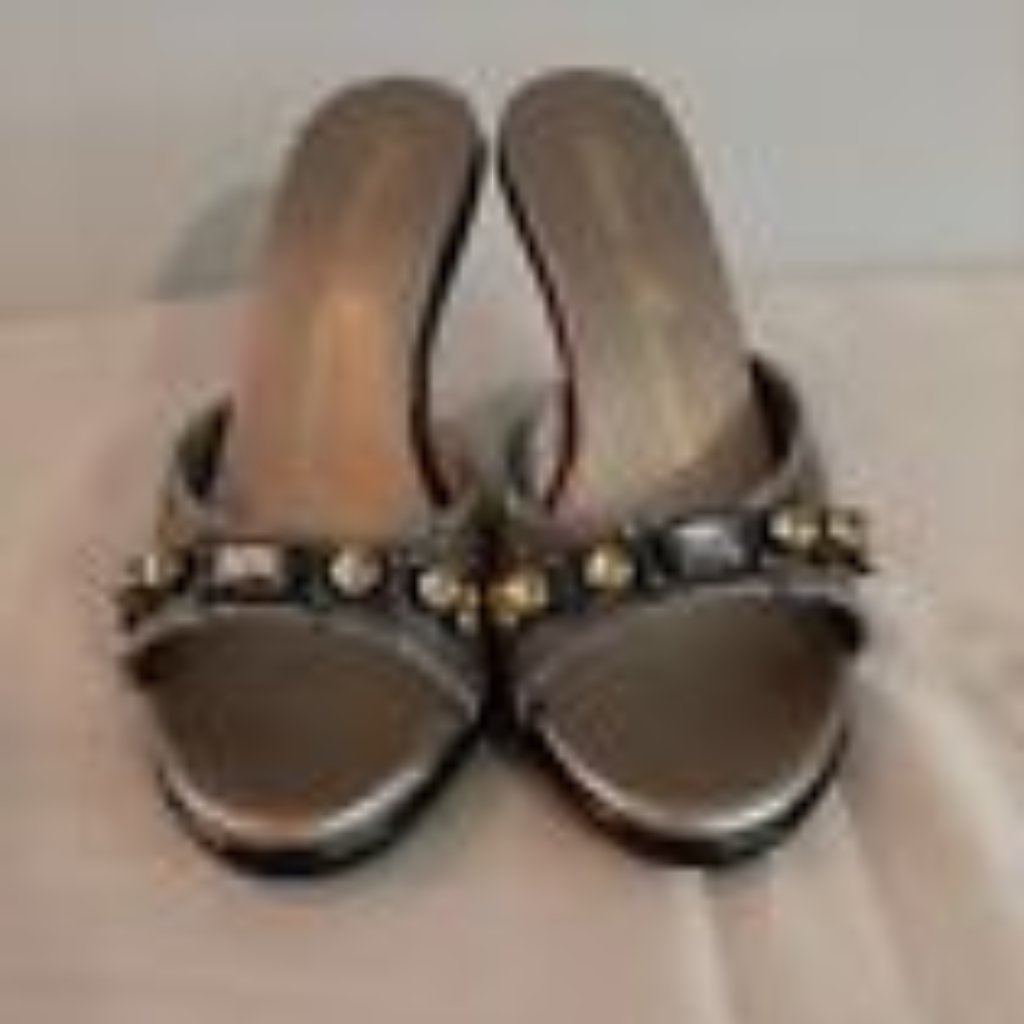 Women Glitzy Gold Slipon Slide Shoes,With Gold And Grey Jewels Frt Toe